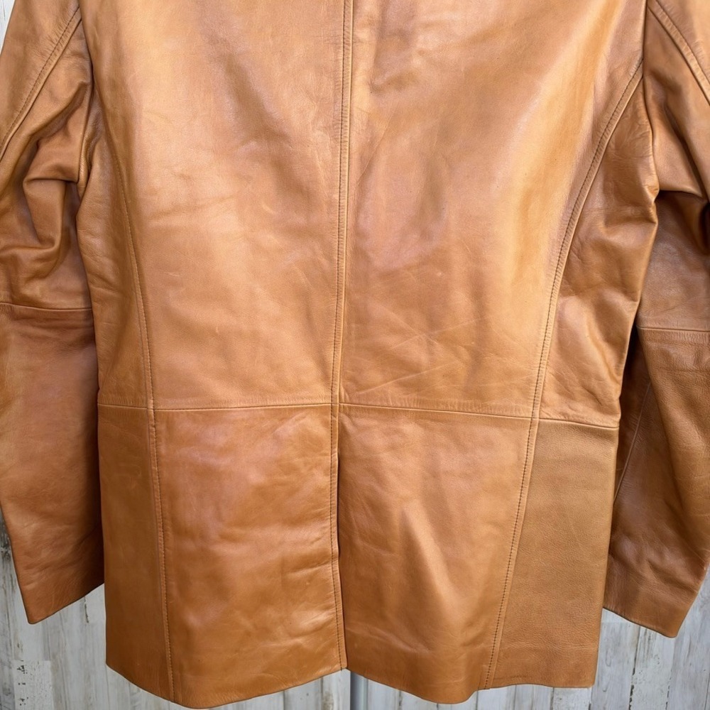 Parfait Leather Italy Blazer Jacket Womens L Tan Sport Coat Western Boho Preppy - Picture 6 of 15